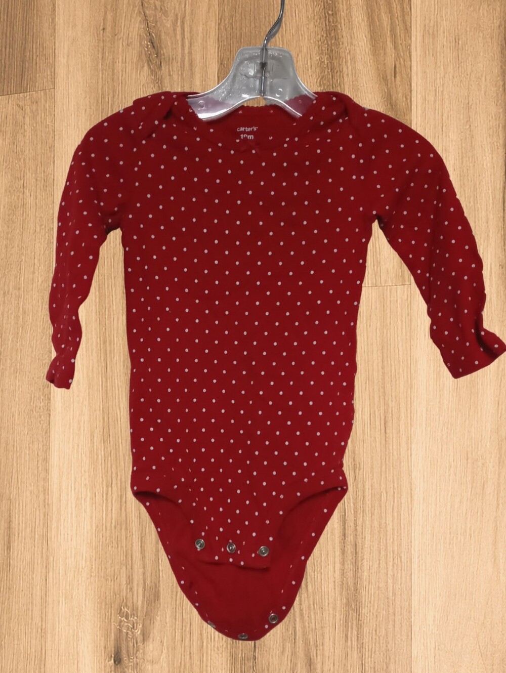 ⭐X) Carter’s Baby Girls 18M Red White Polka Dot Long Sleeve Bodysuit One Piece